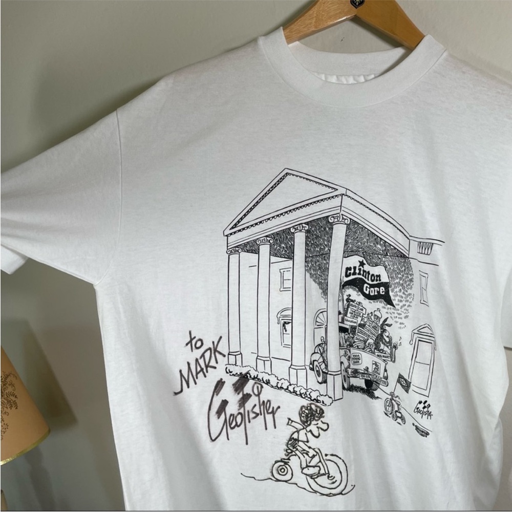 Vintage Signed & hand drawn Clinton & Gore Political T-Shirt Comic by Geo Fisher - Picture 6 of 10